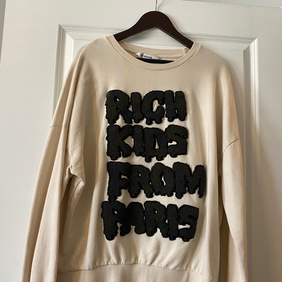Eleven Paris Beige Sweatshirt with Black Label - Picture 1 of 5